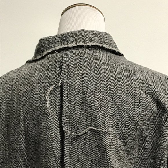 Yo! Japan black wool herringbone fray edge blazer jacket 10 - Picture 6 of 14